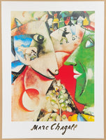 Marc Chagall exhibition poster - I and the village - country life - museum artist - art print - blue - 1999