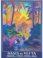 Tunisia tourism poster - Oasis of Nefta - tropical - jungle - decorative art print - quality reproduction