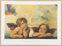 Raphael Santi - Sistine Madonna (detail) - Two angels - bible - renaissance - Italy - Italian artist - museum artist - art print