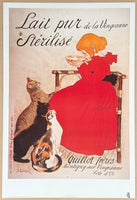 Theophile Alexander Steinlen exhibition poster - Lait pur sterilise - girl - milk - cats - Art Nouveau - art print - 1983