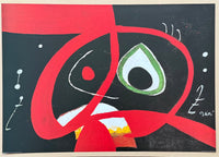 Joan Miro exhibition poster - Black head - museum artist - art print - yellow - surrealism - offset litho - 1998