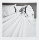 Marilyn Monroe exhibition poster - In bed - bedroom - morning sleep - black white photography - Hollywood - movie star - art print