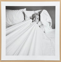 Marilyn Monroe exhibition poster - In bed - bedroom - morning sleep - black white photography - Hollywood - movie star - art print
