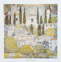 Gustav Klimt exhibition poster - Church at Cassone on Garda - museum artist - art print - offset litho