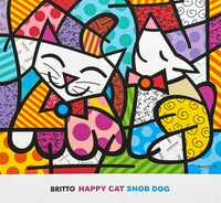 Romero Britto exhibition poster - Happy Cat - Snob Dog - museum artist - art print - pop art - 2014