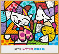 Romero Britto exhibition poster - Happy Cat - Snob Dog - museum artist - art print - pop art - 2014