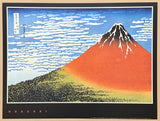 Hokusai exhibition poster - fine wind - clear morning - red Fuji - museum artist - art print