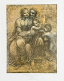 Leonardo da Vinci exhibition poster - The virgin and child - John The Baptist - bible - renaissance - museum artist - art print - 1970s