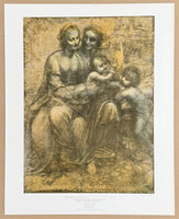 Leonardo da Vinci exhibition poster - The virgin and child - John The Baptist - bible - renaissance - museum artist - art print - 1970s