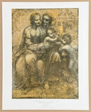 Leonardo da Vinci exhibition poster - The virgin and child - John The Baptist - bible - renaissance - museum artist - art print - 1970s