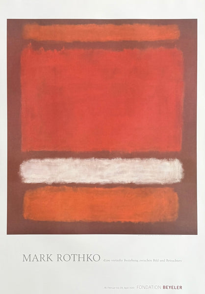 Mark Rothko exhibition poster - Foundation Beyeler - museum artist - large art print - offset litho - red - white