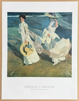 Joaquin Sorolla Y Bastida exhibition poster - Walk on the beach - impressionism - romantic - white dress - art print - Spanish Artist