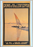 Egypt exhibition poster - The Nile in the rising sun - Cruise - Piramides - decorative - travel tourism - art print - 1996