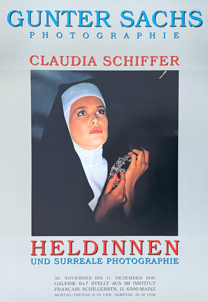 Gunter Sachs exhibition poster - Claudia Schiffer - Super Model - photography - museum artist - art print - 1991