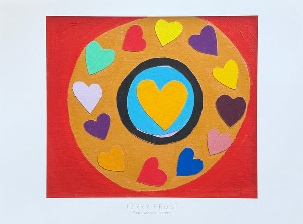 Terry Frost exhibition poster - Purple Valentine - Love - Hearts - British museum artist - art print - abstract