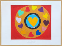 Terry Frost exhibition poster - Purple Valentine - Love - Hearts - British museum artist - art print - abstract