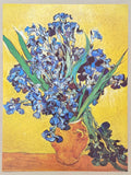 Vincent van Gogh exhibition poster - The Irises - flowers - vase - still life - blue - yellow - museum artist - art print