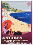 Antibes - Juan les Pins - La Cote d'Azur - France - French Tourism - Travel - Advertisement - art print - exhibition poster - Roger Broders
