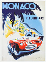 Formula 1 exhibition poster - Monaco - June 1952 - Grand prix automobile - car race - high quality reproduction - art print