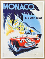 Formula 1 exhibition poster - Monaco - June 1952 - Grand prix automobile - car race - high quality reproduction - art print