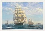 Roy Cross exhibition poster - Sail ship Challenge leaving New York  - museum artist - art print - offset litho