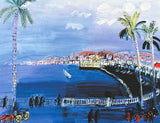 Raoul Dufy exhibition poster - Nice - The bay of Angels - blue - palm trees - France  - museum artist - art print - offset litho