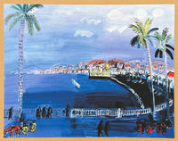 Raoul Dufy exhibition poster - Nice - The bay of Angels - blue - palm trees - France  - museum artist - art print - offset litho