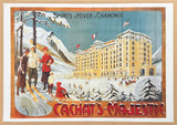 Winter Sports in France - exhibition poster - Chamonix - Hotel Cachat's Majestic - skiing - snow - tourism - decorative art print