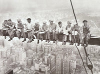 City Lunch exhibition poster - construction workers - New York City - skyscraper - dangerous - black white photography - art print - 2004