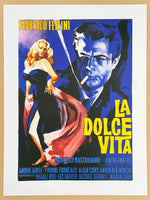 Federico Fellini exhibition poster - La Dolce Vita - art print - classic movie - offset lithograph - reproduction - 1998