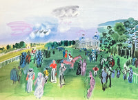 Raoul Dufy exhibition poster - The horse track - fashionable ladies - jockeys - Paris - museum artist - art print - offset litho