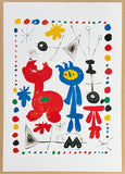 Joan Miro exhibition poster - Figure and birds - museum artist - art print - surrealism - offset litho - 1999