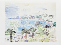 Raoul Dufy exhibition poster - Promenade of Anglais - Nice - palm trees - France  - museum artist - art print - offset litho - 1999