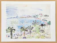 Raoul Dufy exhibition poster - Promenade of Anglais - Nice - palm trees - France  - museum artist - art print - offset litho - 1999