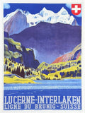 Luzern - Interlaken exhibition poster - winter sport - Switzerland - lake - snow - decorative - travel tourism - art print - reproduction