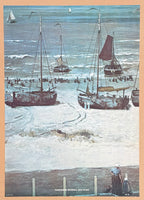 Hendrik Willem Mesdag exhibition poster - Panorama painting - museum artist - vintage art print - The Hague - beach ship fishermen