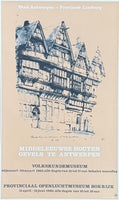 Medieval wooden houses in Antwerp - exhibition poster - historic architecture - anthropology museum - art print - 1982 - Belgium