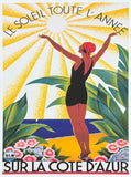 Roger Broders exhibition poster - Cote d'Azur - Le Soleil toute l'annee - France - Travel - Tourism - art print - reproduction