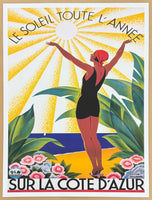 Roger Broders exhibition poster - Cote d'Azur - Le Soleil toute l'annee - France - Travel - Tourism - art print - reproduction
