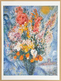 Marc Chagall exhibition poster - Bouquet of Flowers -  museum artist - art print - blue - still life