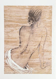 Saro exhibition poster - Retreat I - Nude Woman - Female portrait - sand colors - art print - excellent