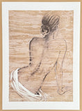 Saro exhibition poster - Retreat I - Nude Woman - Female portrait - sand colors - art print - excellent