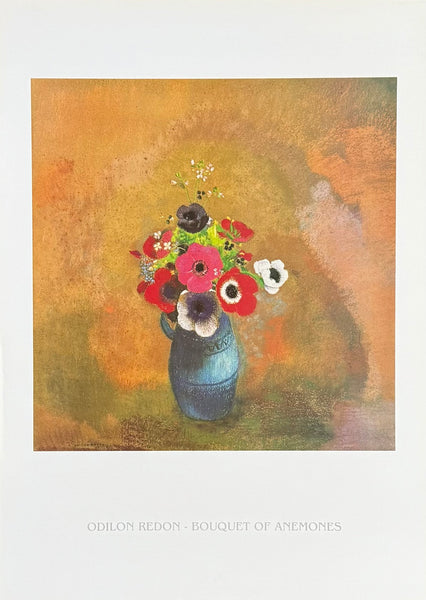 Odilon Redon exhibition poster - Bouquet of Anemones - still life - flowers - museum artist - art print