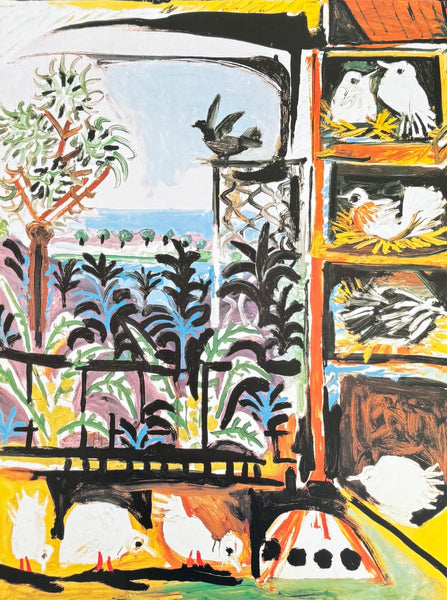 Pablo Picasso exhibition poster - The Pigeons - museum artist - art print - 1999
