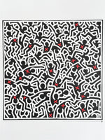 Keith Haring exhibition poster - Black figures and red crosses - pop art - museum artist - art print