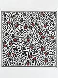 Keith Haring exhibition poster - Black figures and red crosses - pop art - museum artist - art print