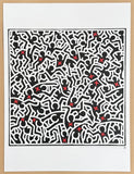 Keith Haring exhibition poster - Black figures and red crosses - pop art - museum artist - art print