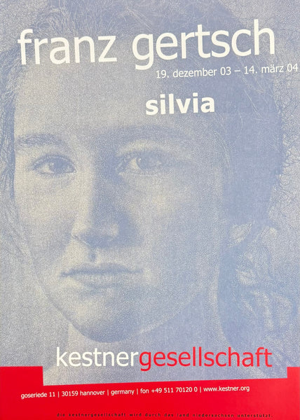 Franz Gertsch exhibition poster - Silvia - realistic portrait - museum artist - art print - Swiss Artist