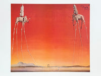 Salvador Dali exhibition poster - The Elephants - museum artist - art print - surrealism - red