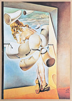 Salvador Dali exhibition poster - Sodomized by her own chastity - nude woman - museum artist - art print - surrealism - 2004